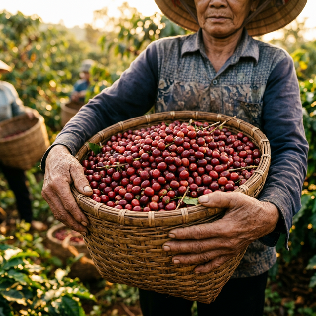 Thu hoạch cà phê năng suất cao
